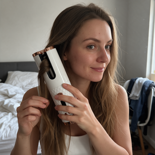 Woman curling her hair with the CurlWrap